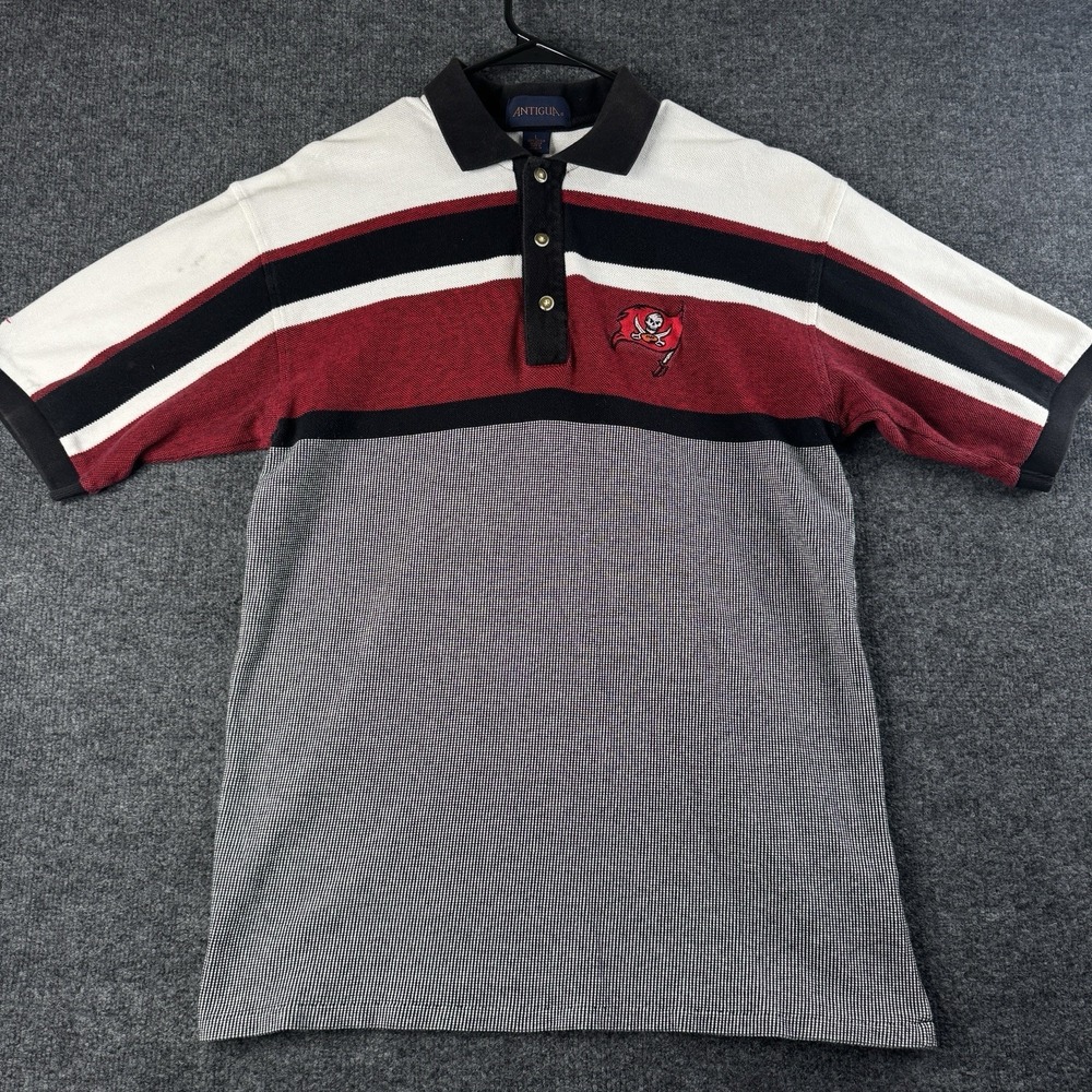 Men's NFL Tampa Bay Buccaneers Logo Antigua Polo 100% Cotton Large Embroidered